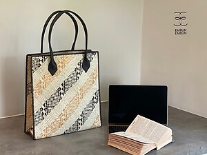 Handwoven Mengkuang Bag Square Songket Series